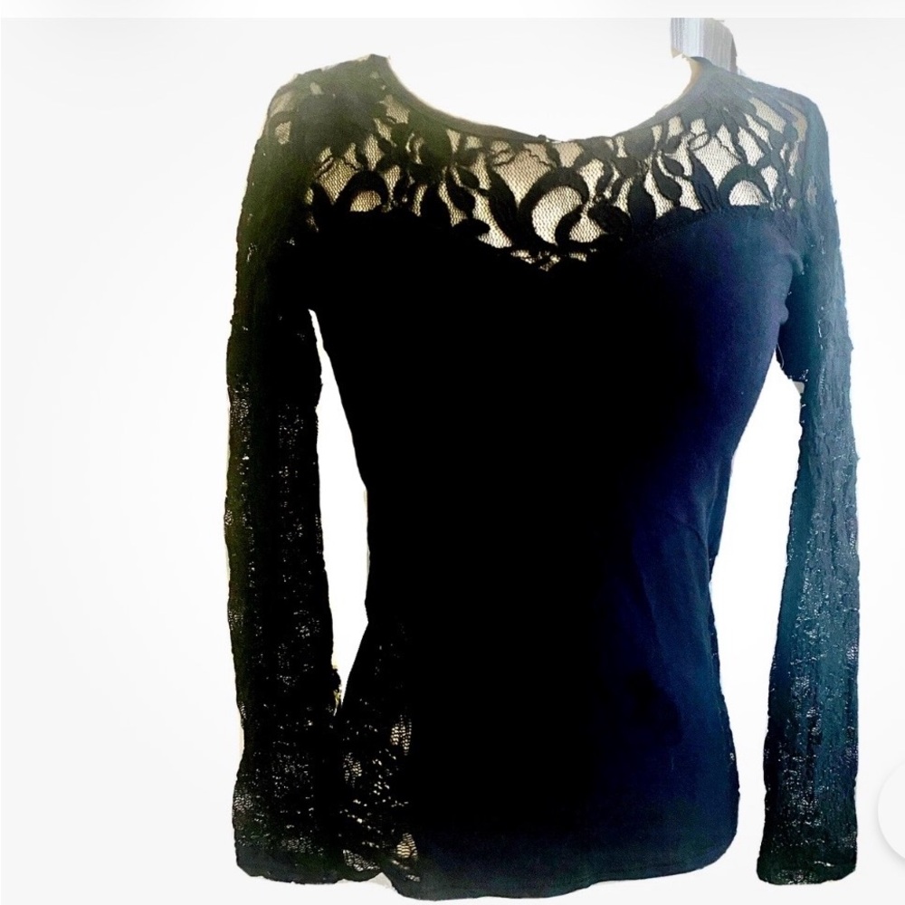 Free People Black Lace Blouse